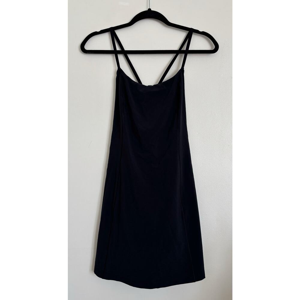 Black OFFLINE by Aerie Open Back Exercise Dress w/ Built-in Shorts S